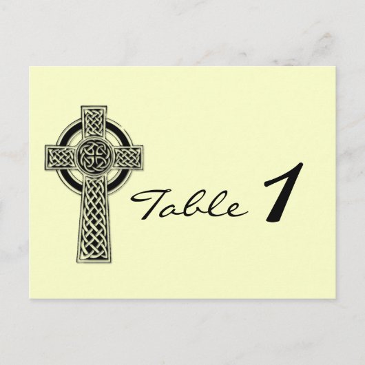 Keltische kruis in zwart ivoor bruiloft tafel numm briefkaart (Voorkant)