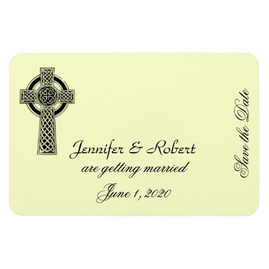 Keltische kruis in zwart ivoor Save the Date Magneet (Horizontaal)