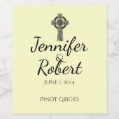 Keltische kruis in zwart mythisch ivoor wijn label etiket (Enkel label)