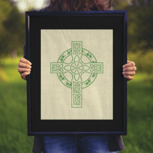 Keltische kruis met Shamrock Ring Poster