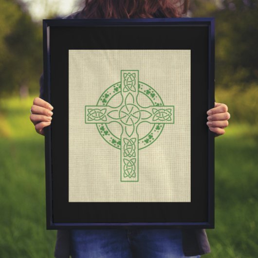 Keltische kruis met Shamrock Ring Poster
