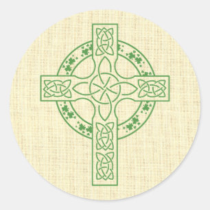 Keltische kruis met Shamrock Ring Ronde Sticker