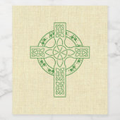 Keltische kruis met Shamrock Ring Wijn Etiket (Enkel label)