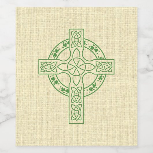 Keltische kruis met Shamrock Ring Wijn Etiket (Enkel label)