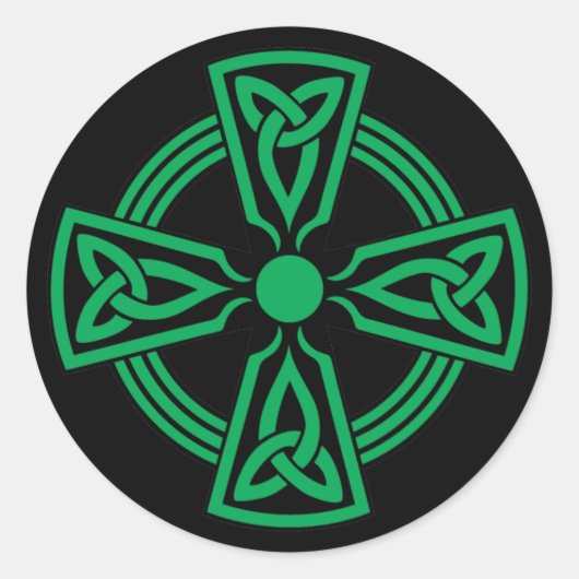 Keltische Kruis Ronde Sticker (Voorkant)