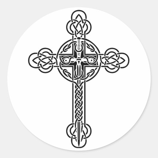 Keltische kruis ronde sticker (Voorkant)