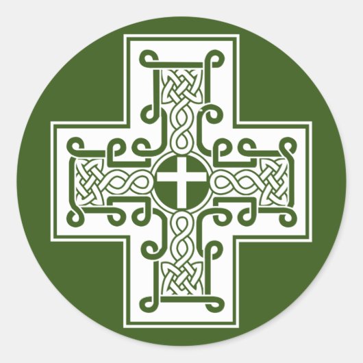 Keltische kruis ronde sticker (Voorkant)