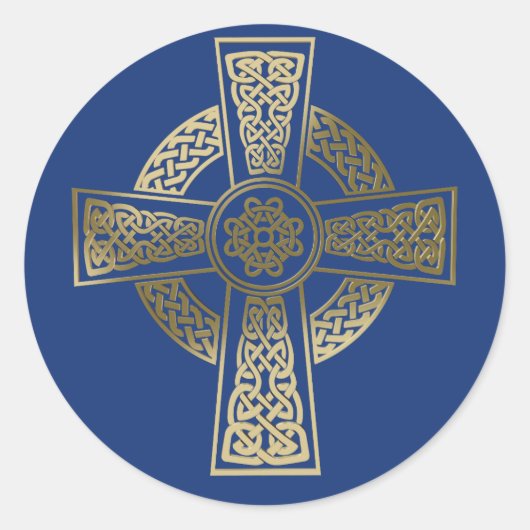 Keltische kruis ronde sticker (Voorkant)