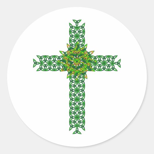 Keltische Kruis Ronde Sticker (Voorkant)