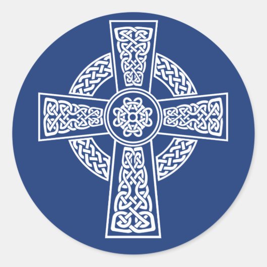 Keltische kruis ronde sticker (Voorkant)