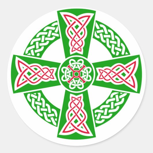 Keltische kruis ronde sticker (Voorkant)