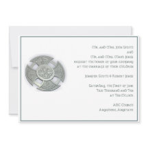 Keltische kruis zilveren witte bruiloft uitnodigin