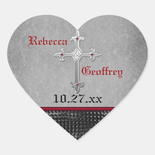 Keltische kruisrood, zwart, grijs bruiloft Sticker (Voorkant)