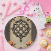 Keltische kunst en bloemenpracht in warme tinten. papieren bordje (Feest)