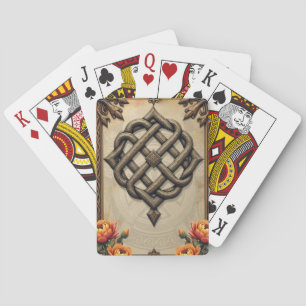 Keltische kunst en bloemrijke pracht in warme tint pokerkaarten