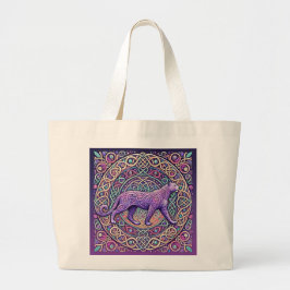 Keltische lavendelluipaard grote tote bag