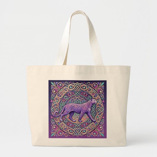 Keltische lavendelluipaard grote tote bag (Voorkant)
