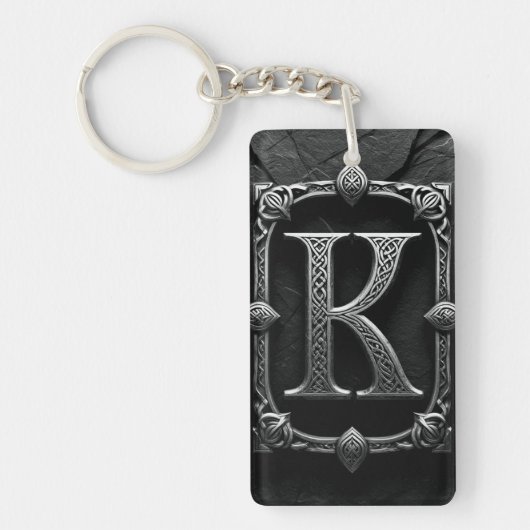 ⚫ Keltische Letter K Monogram Embleem Ontwerp ⚫ Sleutelhanger (Voorkant)