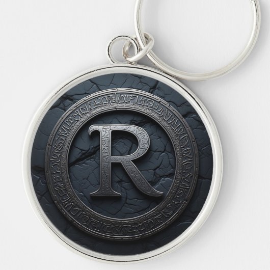⚫ Keltische Letter R Monogram Embleem Ontwerp ⚫ Sleutelhanger (Voorkant)