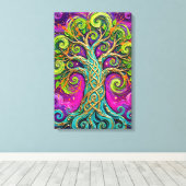 Keltische Levensboom Abstracte Getextureerde Canva Canvas Afdruk (Insitu (Houten vloer))