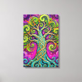 Keltische Levensboom Abstracte Getextureerde Canva Canvas Afdruk (Voorkant)