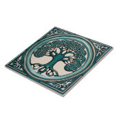 Keltische levensboom Aqua Turquoise Faux Relief Tegeltje (Zijkant)