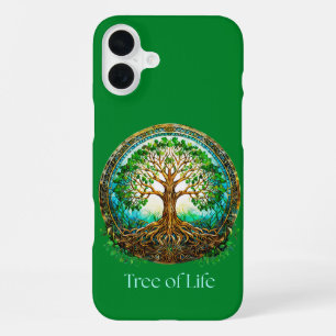 Keltische levensboom in smaragdgroen iPhone 16 plus hoesje