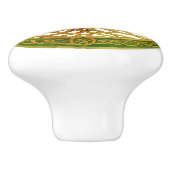 Keltische levensboom met groene en gouden accenten keramische knop (Zijkant)
