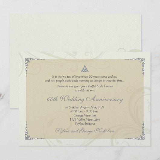 Keltische liefdesknoop diamanten bruiloft jubileum kaart (Voorkant / Achterkant)