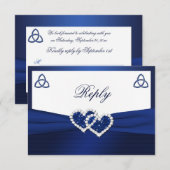 Keltische liefdesknoop in saffierblauwe antwoordka RSVP kaartje (Voorkant / Achterkant)