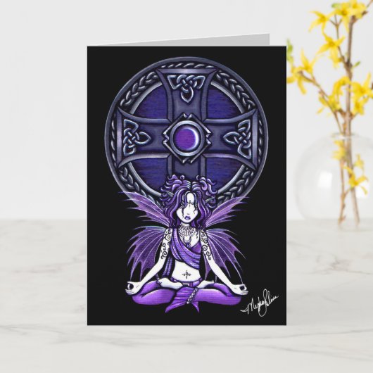 Keltische Lotus Meditatie Fairy Kaart (Gele Bloem)