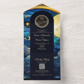 Keltische maan en Stars Wedding All In One Uitnodiging (Binnen)