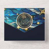 Keltische maan en Stars Wedding All In One Uitnodiging (Achterkant)