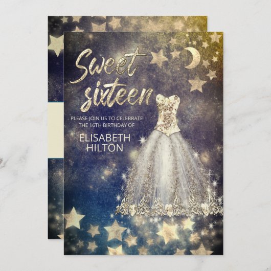 Keltische maan en sterren kalligrafie, zoete zesti kaart (Voorkant / Achterkant)