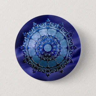 Keltische mandala blauwe golven ronde button 5,7 cm