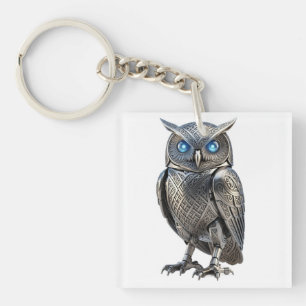 Keltische Mechanische Zilveren Steampunk Uil Sleutelhanger