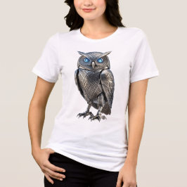 Keltische Mechanische Zilveren Steampunk Uil Tri-Blend Shirt