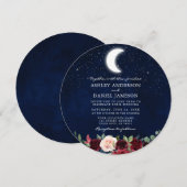 Keltische Moon Stars Floral Round Wedding Kaart (Voorkant / Achterkant)
