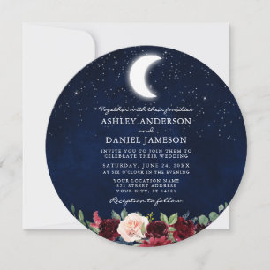 Keltische Moon Stars Floral Round Wedding Kaart