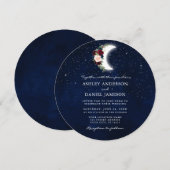 Keltische Moon Stars Floral Round Wedding Kaart (Voorkant / Achterkant)