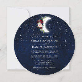 Keltische Moon Stars Floral Round Wedding Kaart
