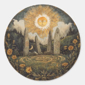 Keltische mythologie en zonnesymbolen Litha Ronde Sticker (Voorkant)