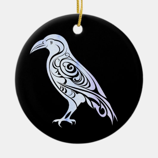 Keltische Noordse Winter Raven Crow Keramisch Ornament (Voorkant)