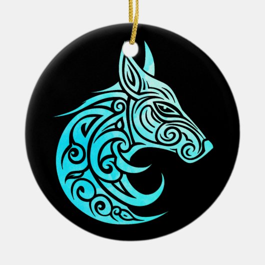 Keltische noordse wintervos keramisch ornament (Voorkant)