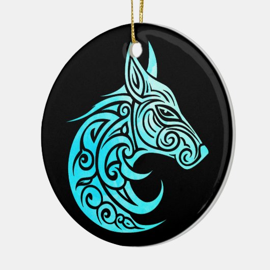 Keltische noordse wintervos keramisch ornament (Links)