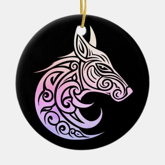 Keltische noordse wintervos keramisch ornament (Voorkant)