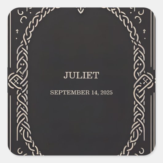 Keltische Noorse Middeleeuwse Rol Huwelijksfeest B Vierkante Sticker (Voorkant)