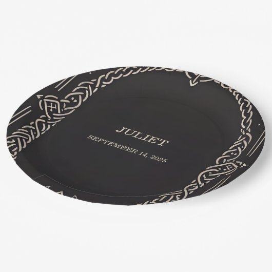 Keltische Nordic Fun middeleeuwse Scroll Vrijgezel Papieren Bordje (Gekanteld)