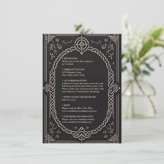 Keltische Nordic middeleeuwse Scroll Viking Bruilo Informatiekaartje (Staand voorkant)