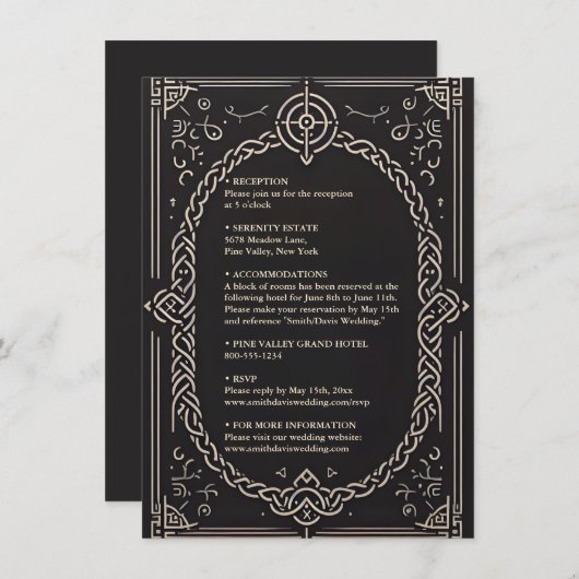 Keltische Nordic middeleeuwse Scroll Viking Bruilo Informatiekaartje (Voorkant / Achterkant)